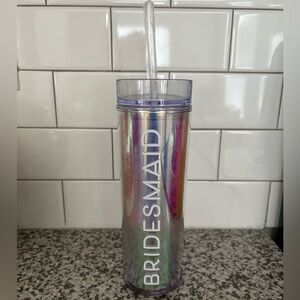 Bridesmaids Drink Tumbler Iridescence Acrylic Straw included NWT from Hallmark